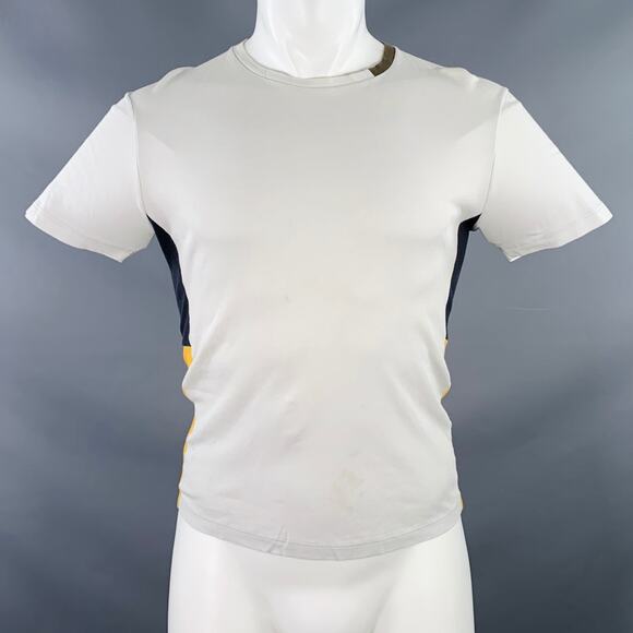 JIL SANDER Size S Grey Multi-Color Color Block Jersey Crew-Neck T-shirt